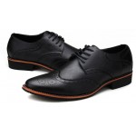 Black Vintage Leather Lace Up Mens Oxfords Flats Dress Shoes