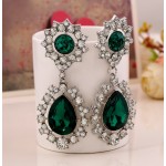 Blue Green Gemstones Crystals Glamorous Earrings Ear Drops