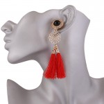 Red Gold Bohemian Boho Enthic Glamourous Tassel Earrings Ear Drops