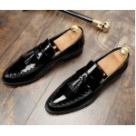 Black Patent Stitches Tassels Dapper Man Oxfords Loafers Dress Shoes
