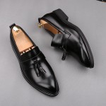 Black Pointed Head Tassels Dapper Man Oxfords Loafers Dress Shoes