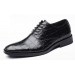 Black Croc Formal Lace Up Oxfords Business Dress Shoes Flats
