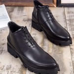 Black Cleated Sole Punk Rock Lace up Dappermen Mens Oxfords Shoes Boots