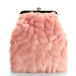 Pink Glamorous Rabbit Fur Evening Clutch Purse Jewelry Box