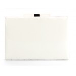 White Patent Lether Piano Keyboard Rectangular Evening Clutch Purse Jewelry Box