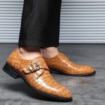 Brown Croc Patent Monk Strap Mens Dappermen Dapper Loafers Shoes