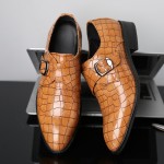 Brown Croc Patent Monk Strap Mens Dappermen Dapper Loafers Shoes