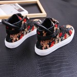 Black Rose Dragon Embroidery High Top Punk Rock Mens Sneakers Shoes Flats