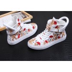 White Rose Dragon Embroidery High Top Punk Rock Mens Sneakers Shoes Flats
