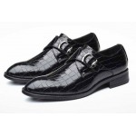 Black Croc Patent Monk Strap Mens Dappermen Dapper Loafers Shoes