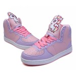 Pink Purple Unicorn Pastel Color Candies High Top Lace Up Sneakers Boots Shoes