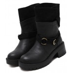 Black Suede Long Combat Military Rider Boots Shoes