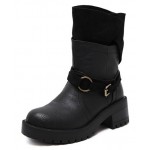 Black Suede Long Combat Military Rider Boots Shoes