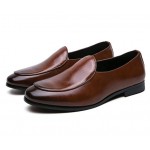 Brown Vintage Slip On Loafers Dress Dapper Man Shoes Flats