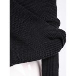 Black Loose Off Shoulder Knit Winter Sweater