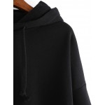 Black Hooded Hoodie Long Sleeve Cropped Sweatshirt