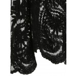 Black Embroideried Bohemia Sheer Lace Layering Blouse Shirt