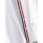 White Red Black Stripes Long Sleeves Boyfriend Shirt Blouse