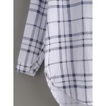 White Checkers Plaid Long Sleeves Boyfriend Shirt Blouse