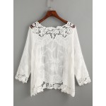 White Lace Crochet Embroidered Hollow Out Jacket Cardigan Kimono