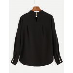Black Elegant Long Sleeves Chiffon Shirt Blouse Top