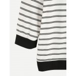 Black White Stripes Long Sleeve Sweatshirt