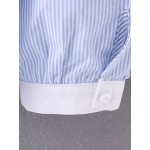 Blue White Lines Stripes Collar Shirt Blouse