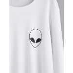 White Alien Head Long Sleeves Sweatshirt