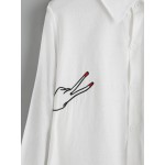 White 2 Fingers Long Sleeves Embroidered Shirt