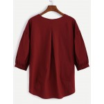 Burgundy Red Giant Bow Blouse Top Shirt