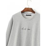 Grey Text Me Embroidery Layered Hem Sweatshirt