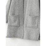 Grey Long Sleeves Split Side Pocket Sweater Coat 