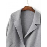 Grey Shawl Collar Button Up Sweater Coat