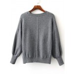 Grey Diamond Print Loose Dolman Sleeve Winter Sweater