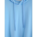 Blue Plain Color Hoodie Hooded Sweatshirt