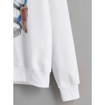 White Cartoon Rainbow Yoga Baboon Long Sleeves Sweatshirt