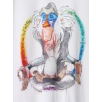 White Cartoon Rainbow Yoga Baboon Long Sleeves Sweatshirt