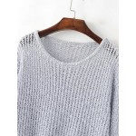 Grey Loose Long Sleeves Batwing Style Sweater