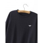 Black White Seagull Ribbed Loose Sweater