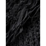 Black Loose Fringe Detail Batwing Style Long Sleeves Sweater