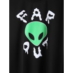 Black Green Alien Head Print Sweatshirt