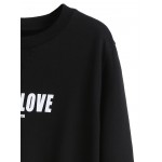 Black Slogan Long Sleeves Crew Neck Sweatshirt