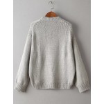 Grey Round Neck Loose Winter Sweater