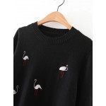 Black Little Swan Round Neck Sweater Knitwear