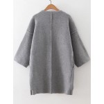 Grey Patches Embroidery Side Pocket Jacket Cardigan