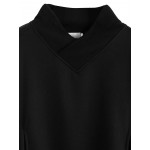 Black V Wrap Neck Long Sleeves Sweatshirt