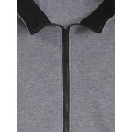 Grey Black Zip Up Hooded Hoodie Jacket