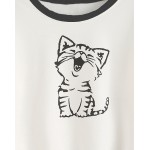 White Laughing Cat Long Sleeves Sweatshirt