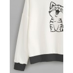 White Laughing Cat Long Sleeves Sweatshirt