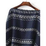 Blue Navy Vintage Tribal Boat Neck Poncho Sweater Cardigan